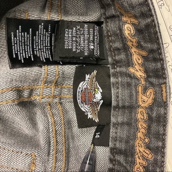 HARLEY DAVIDSON Sz 14 Classic Fit Jeans Grey Wash Jeans - Picture 6 of 11